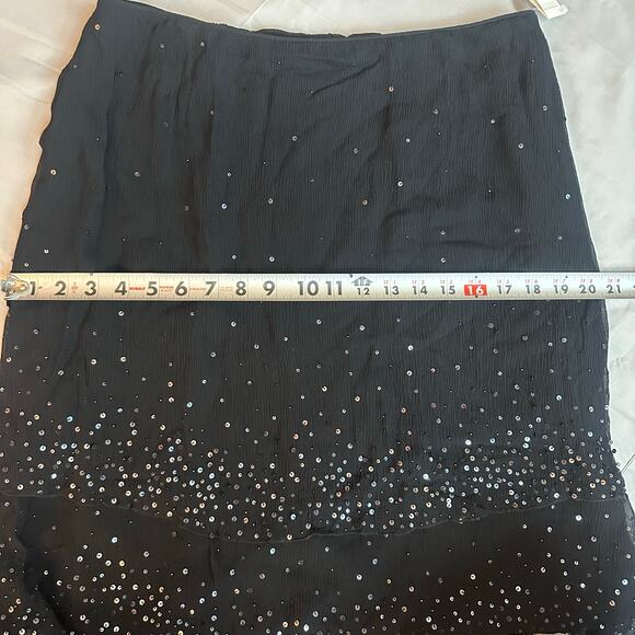 Talbots Black Silk Beaded Sequin Tiered Skirt NWT- 12 - Picture 9 of 10